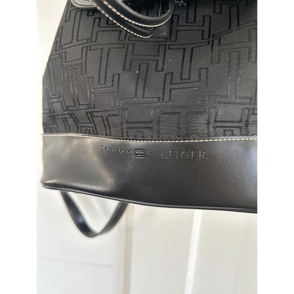Vintage 1990s Black Mini Backpack Purse | Faux Leather Trim 90s Tommy Hilfiger main image 4